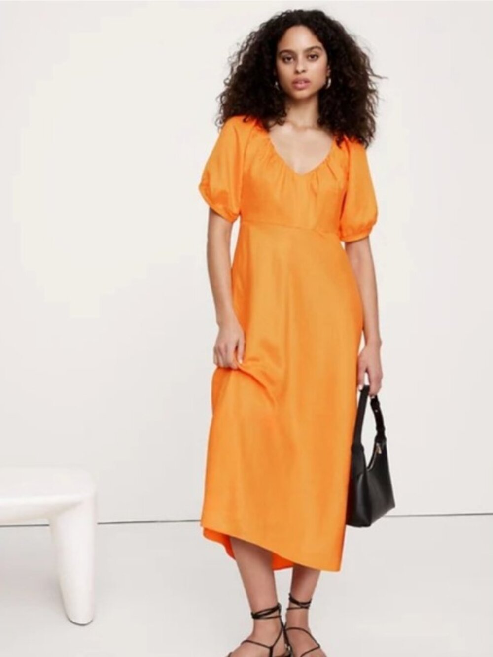 Banana Republic Viscose-Linen Ruched Maxi Dress